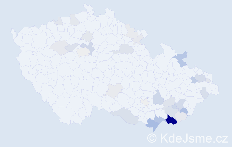 Příjmení: 'Kománek', počet výskytů 105 v celé ČR