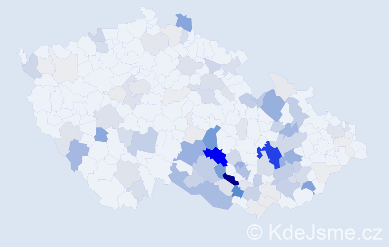 Příjmení: 'Oulehlová', počet výskytů 411 v celé ČR