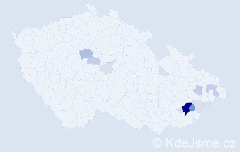Příjmení: 'Mahďáková', počet výskytů 43 v celé ČR