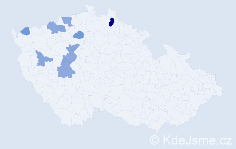 Příjmení: 'Hubatá', počet výskytů 27 v celé ČR