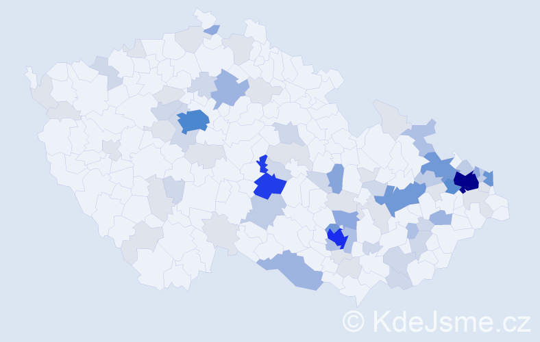 Příjmení: 'Kudla', počet výskytů 255 v celé ČR