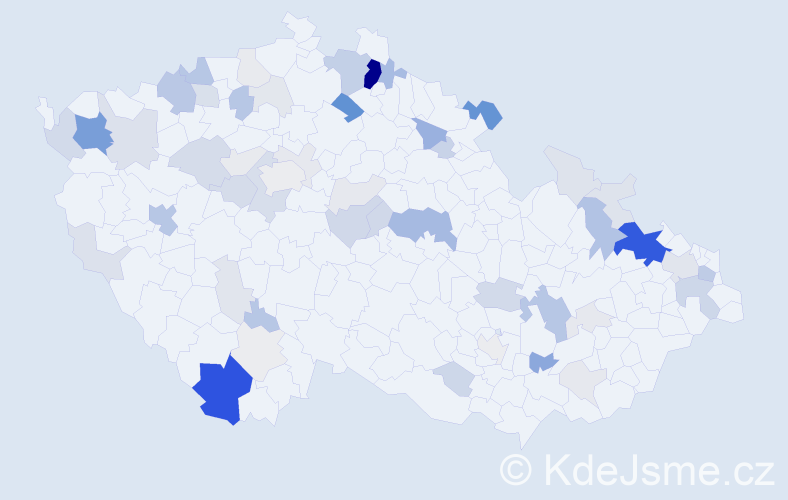 Příjmení: 'Čarný', počet výskytů 203 v celé ČR