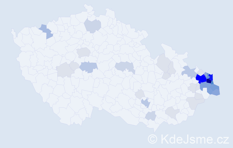 Příjmení: 'Kozielová', počet výskytů 149 v celé ČR