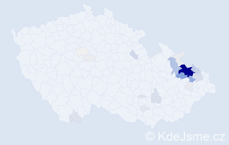Příjmení: 'Kubesa', počet výskytů 154 v celé ČR