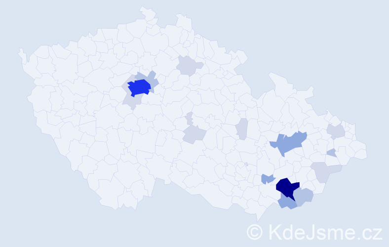 Příjmení: 'Machynková', počet výskytů 48 v celé ČR