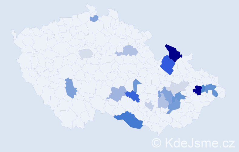 Příjmení: 'Kuchtík', počet výskytů 64 v celé ČR