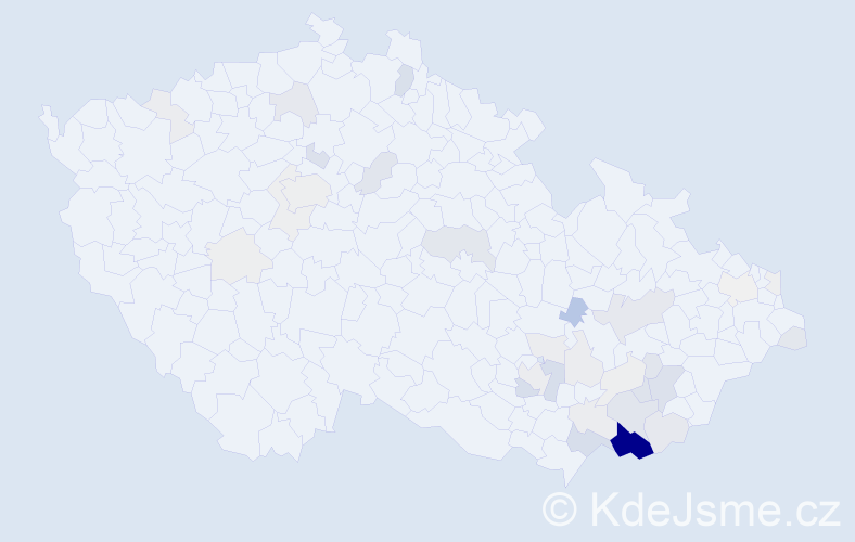 Příjmení: 'Šantavá', počet výskytů 124 v celé ČR