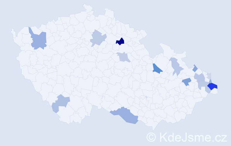 Příjmení: 'Kavuloková', počet výskytů 38 v celé ČR