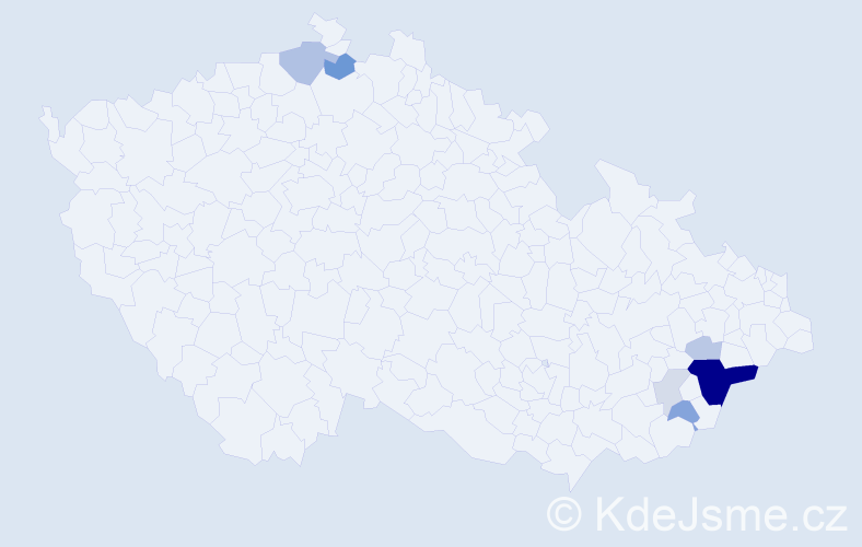 Příjmení: 'Bělota', počet výskytů 21 v celé ČR
