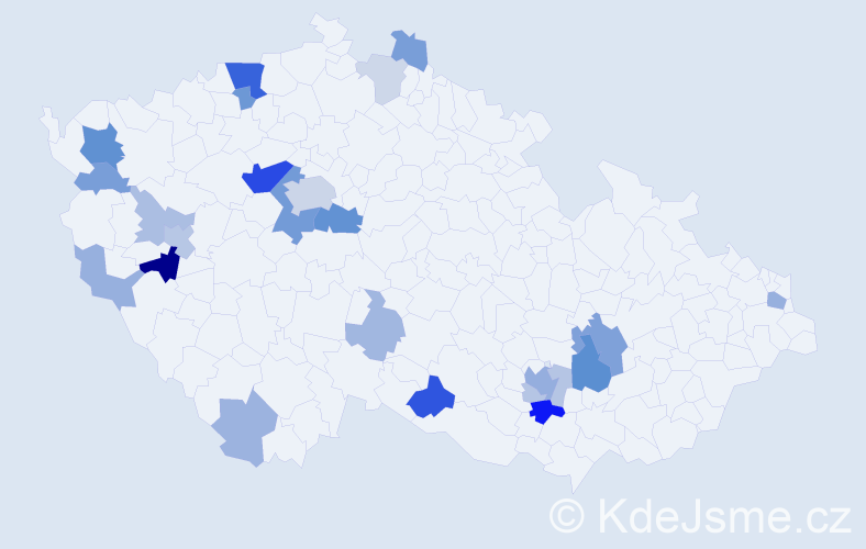 Příjmení: 'Kalla', počet výskytů 66 v celé ČR