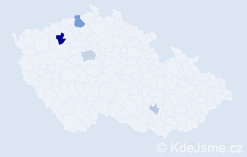 Příjmení: 'Nálezek', počet výskytů 5 v celé ČR