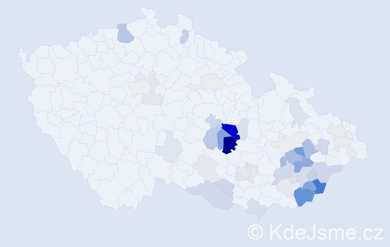 Příjmení: 'Kozáčková', počet výskytů 122 v celé ČR