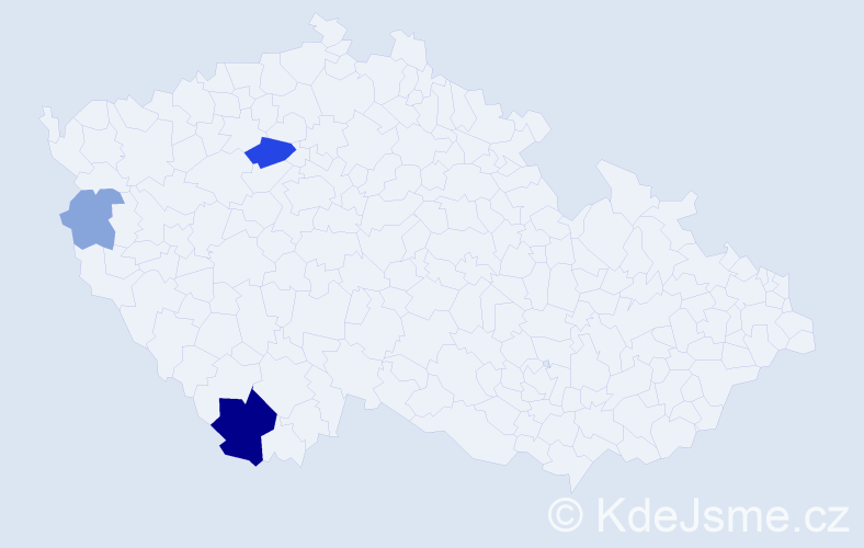 Příjmení: 'Kozelová', počet výskytů 9 v celé ČR