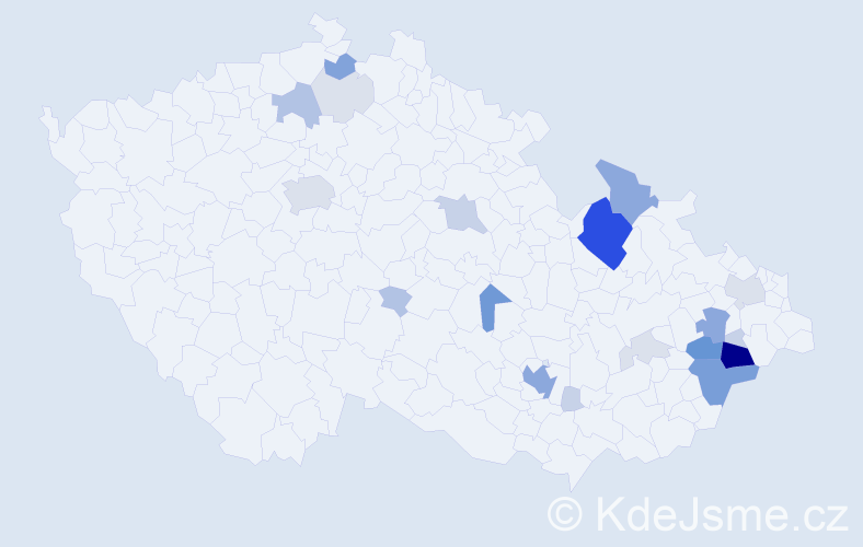Příjmení: 'Michut', počet výskytů 100 v celé ČR
