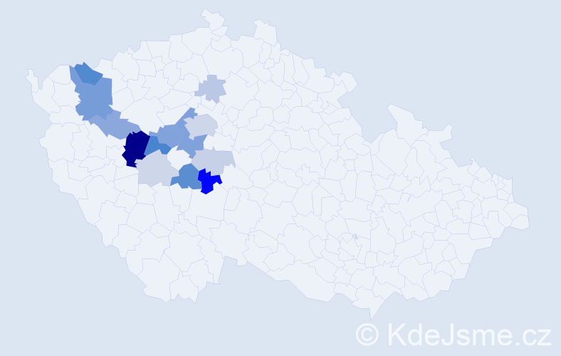 Příjmení: 'Tysl', počet výskytů 47 v celé ČR