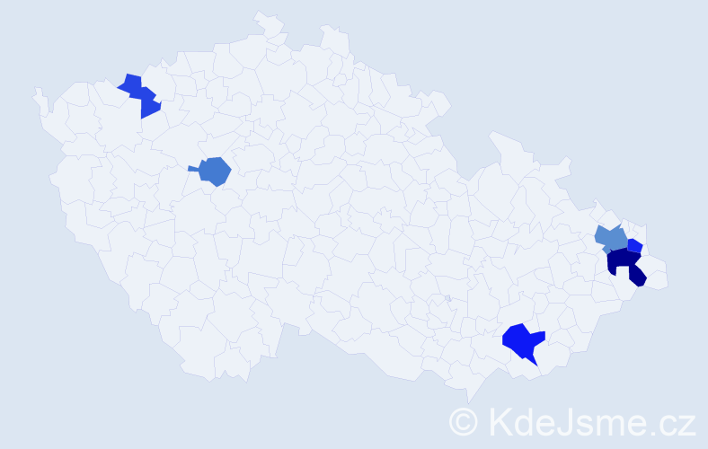 Příjmení: 'Kázmér', počet výskytů 12 v celé ČR