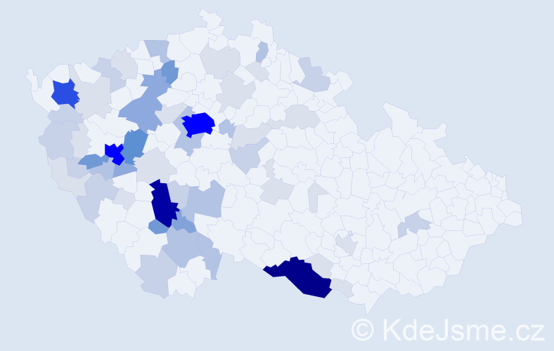 Příjmení: 'Kocová', počet výskytů 213 v celé ČR