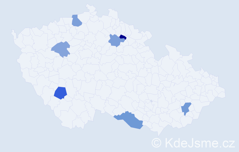 Příjmení: 'Burdel', počet výskytů 11 v celé ČR