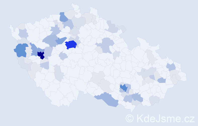 Příjmení: 'Kuchynková', počet výskytů 266 v celé ČR