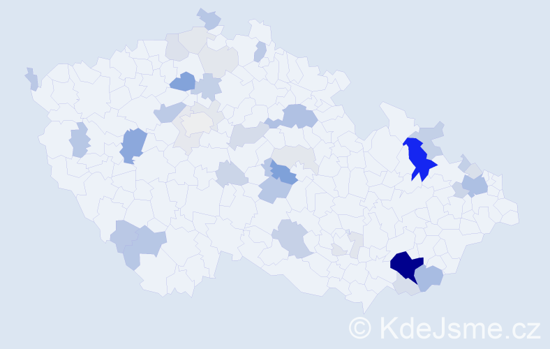 Příjmení: 'Kodrlová', počet výskytů 133 v celé ČR