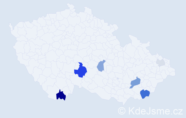Příjmení: 'Tašár', počet výskytů 12 v celé ČR
