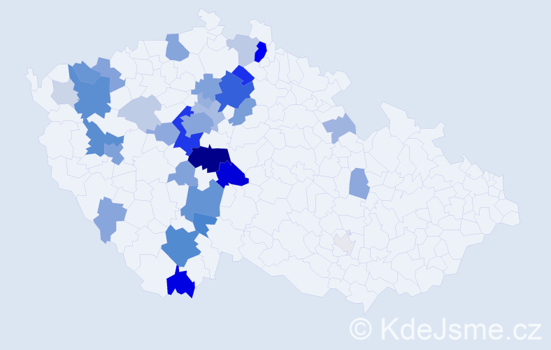 Příjmení: 'Kypta', počet výskytů 133 v celé ČR