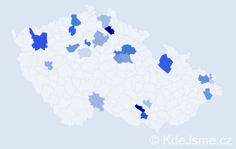 Příjmení: 'Szalay', počet výskytů 75 v celé ČR