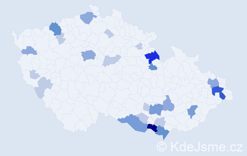 Příjmení: 'Čeman', počet výskytů 66 v celé ČR