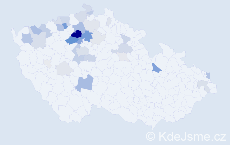 Příjmení: 'Justa', počet výskytů 106 v celé ČR