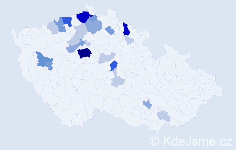 Příjmení: 'Chleborád', počet výskytů 77 v celé ČR
