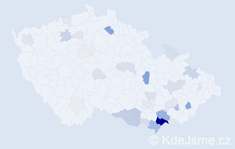 Příjmení: 'Ištvánková', počet výskytů 151 v celé ČR