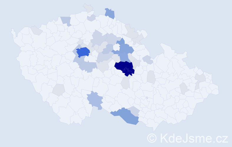 Příjmení: 'Modráčková', počet výskytů 149 v celé ČR