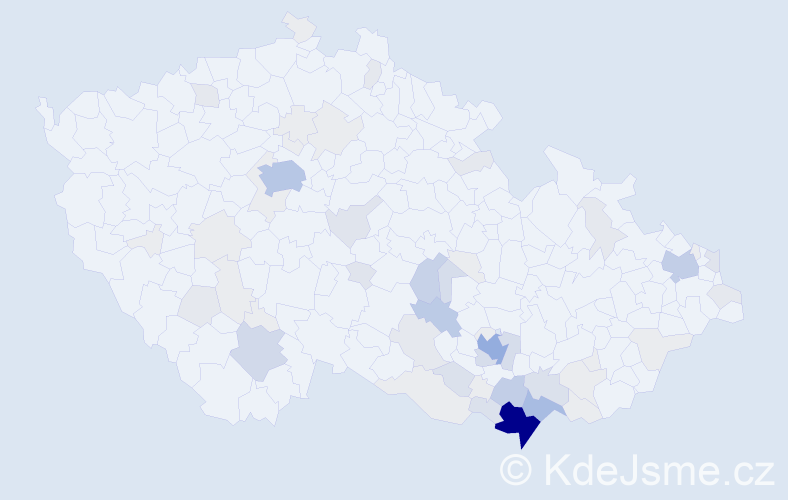 Příjmení: 'Průdková', počet výskytů 244 v celé ČR