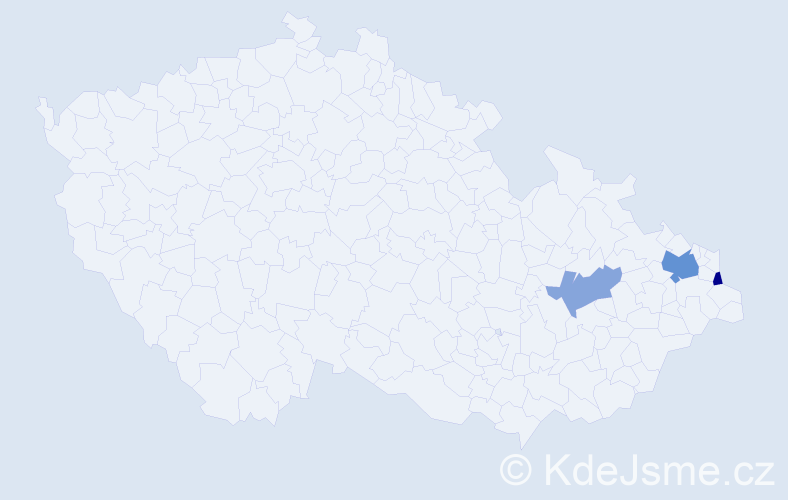 Příjmení: 'Hurňáková', počet výskytů 5 v celé ČR