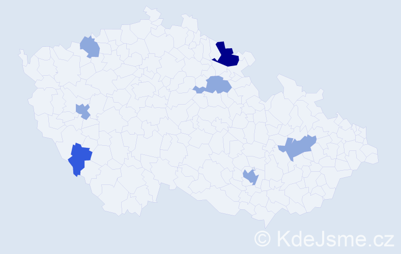Příjmení: 'Zenglerová', počet výskytů 13 v celé ČR