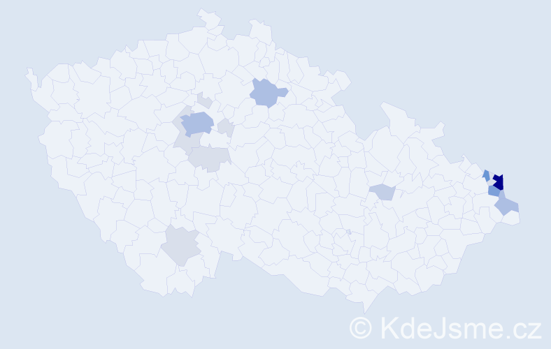 Příjmení: 'Kyjonka', počet výskytů 56 v celé ČR