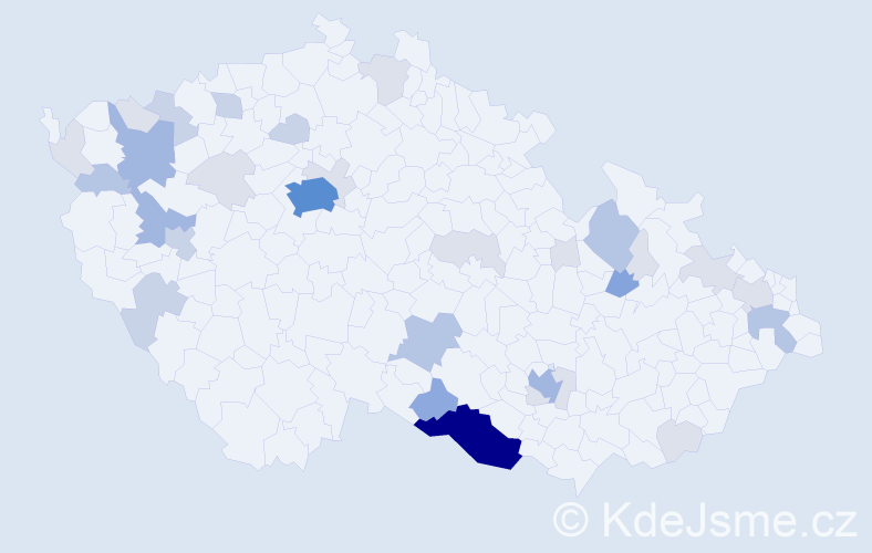 Příjmení: 'Meister', počet výskytů 93 v celé ČR