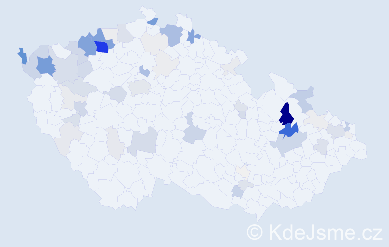 Příjmení: 'Cicková', počet výskytů 262 v celé ČR