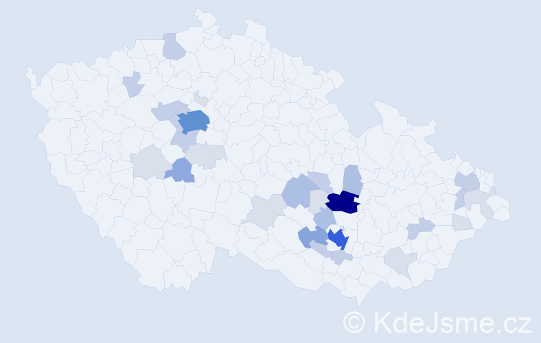 Příjmení: 'Měcháček', počet výskytů 101 v celé ČR