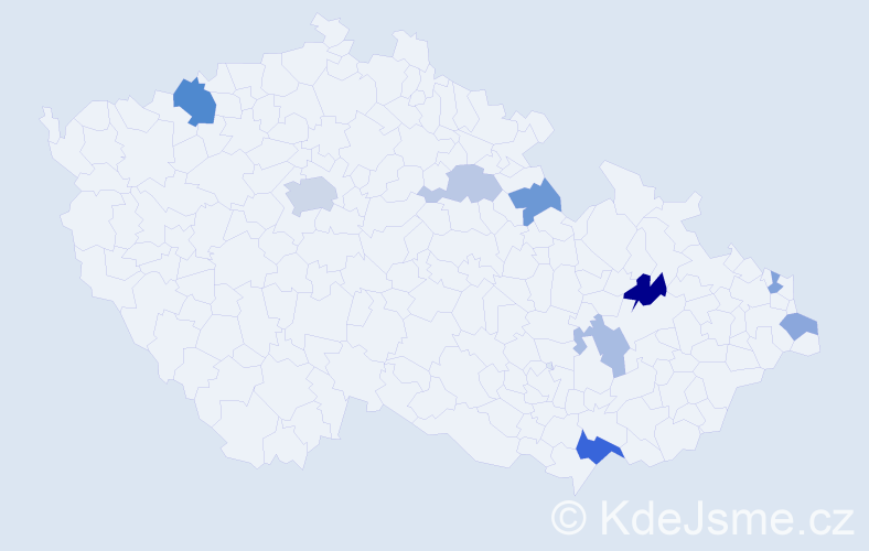 Příjmení: 'Kaňuk', počet výskytů 17 v celé ČR