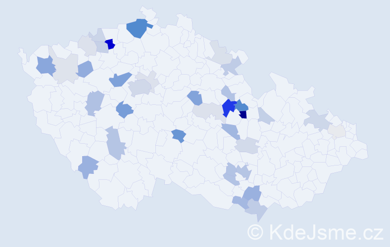 Příjmení: 'Cibulová', počet výskytů 106 v celé ČR