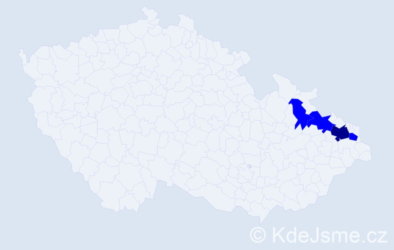 Příjmení: 'Trichasová', počet výskytů 5 v celé ČR