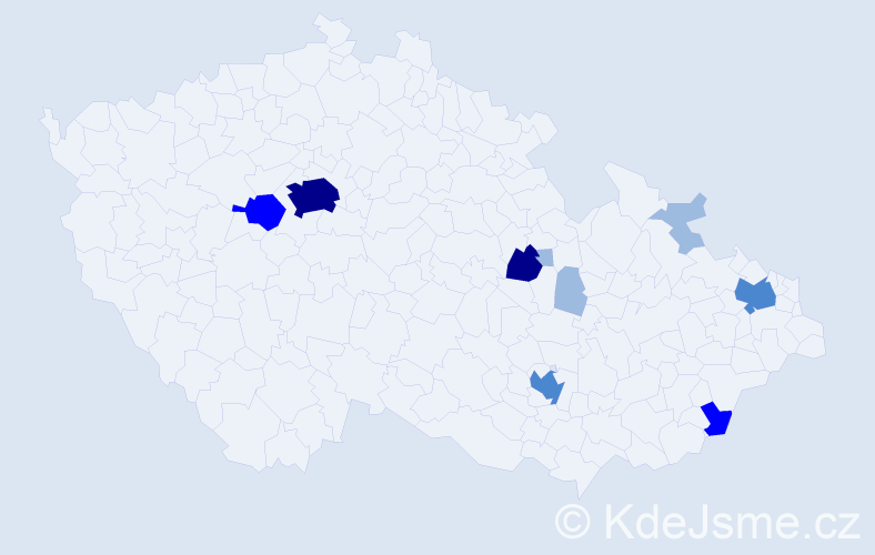 Příjmení: 'Metyš', počet výskytů 21 v celé ČR