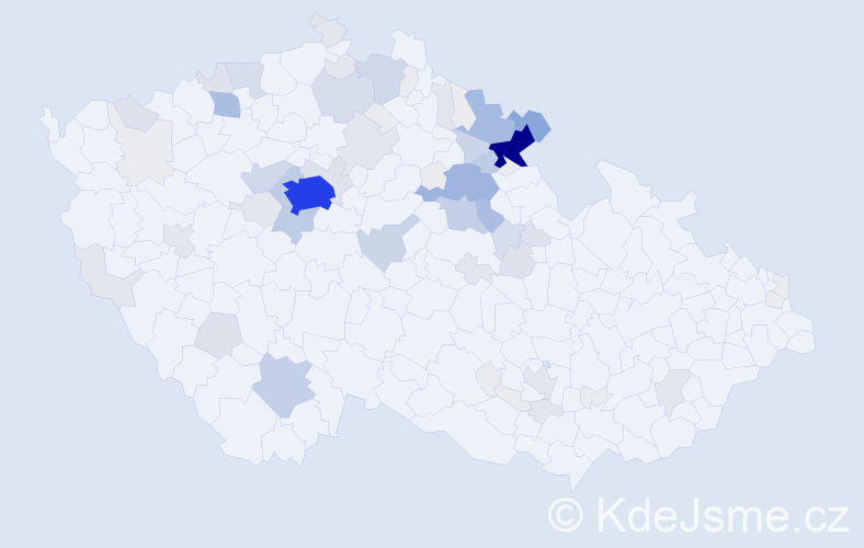 Příjmení: 'Hornych', počet výskytů 310 v celé ČR