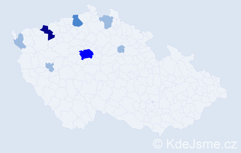 Příjmení: 'Vaničková', počet výskytů 13 v celé ČR