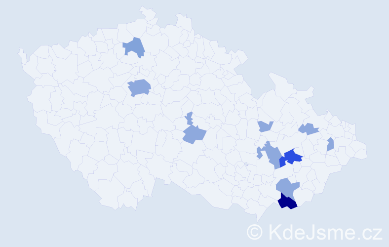 Příjmení: 'Tomšic', počet výskytů 22 v celé ČR