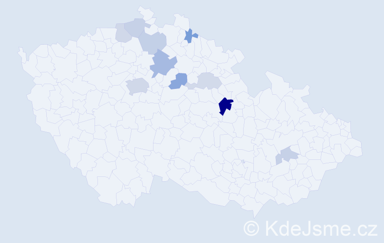 Příjmení: 'Tejnora', počet výskytů 21 v celé ČR