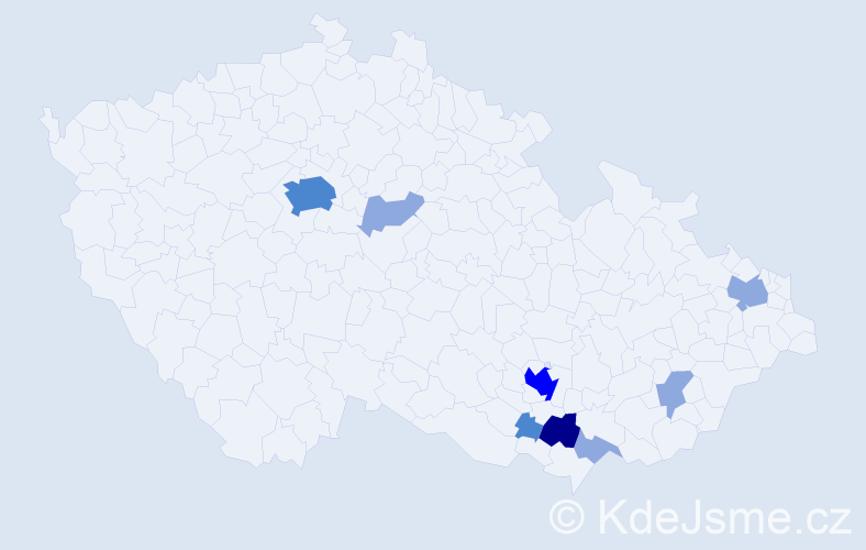 Příjmení: 'Klabusay', počet výskytů 17 v celé ČR