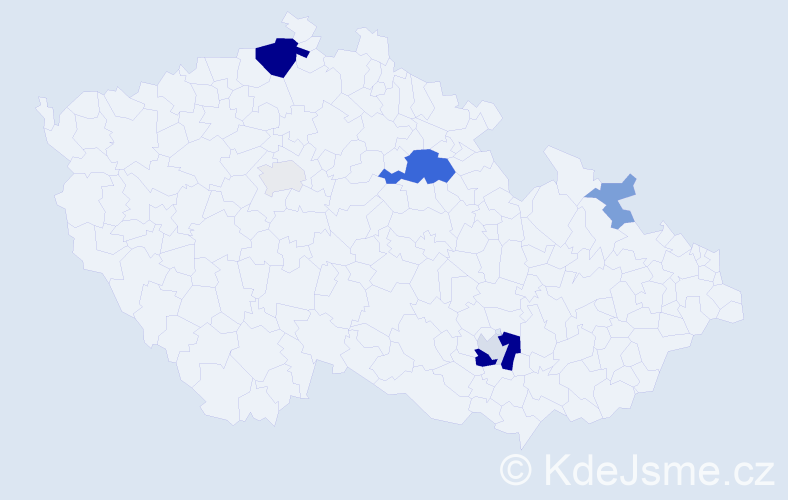 Příjmení: 'Mahn', počet výskytů 19 v celé ČR