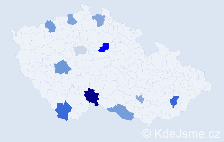 Příjmení: 'Dogan', počet výskytů 15 v celé ČR